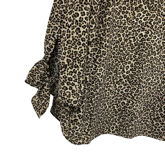Michael Michael Kors Split Neck Bow Tie Sleeve Animal Print Top Womens Medium - Picture 2 of 7